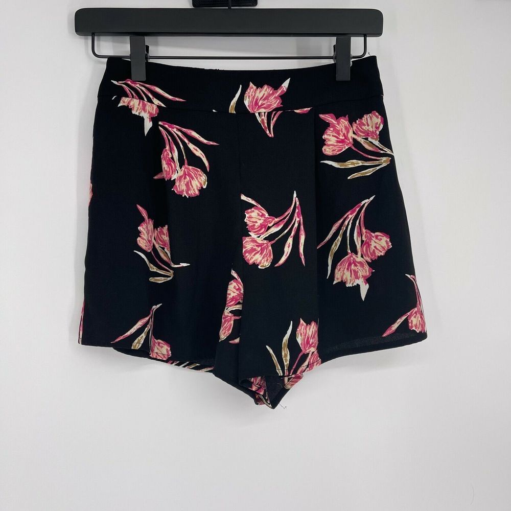 Leith Womens Shorts Size XS Black High Rise Floral Shortie Shorts Vacation‎
